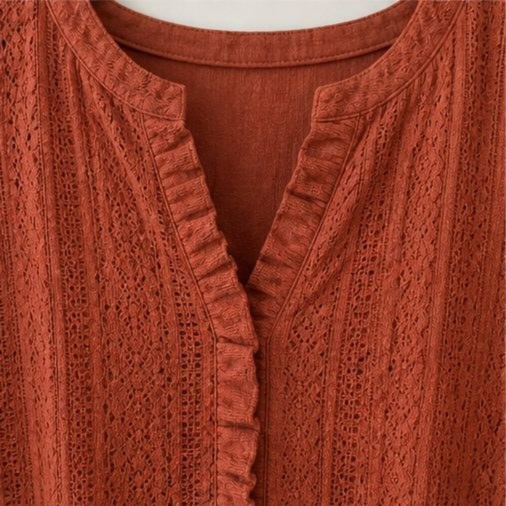 Rust Button Blouse - Picture 4 of 6